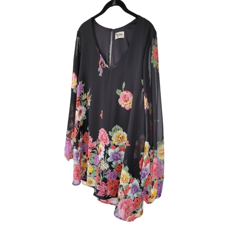 Show Me Your MuMu Small Donna Michelle Tunic Floral Mini Boho Dress Black - Picture 8 of 11
